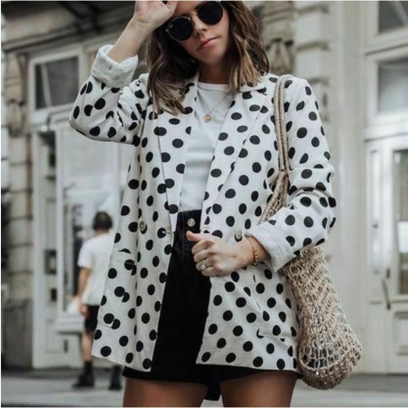 Topshop Jackets & Blazers - TOPSHOP Academia Lined Blazer Black Polka
Dots